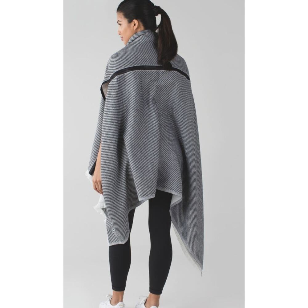 lululemon athletica Gray & Black Striped Wrap Scarf